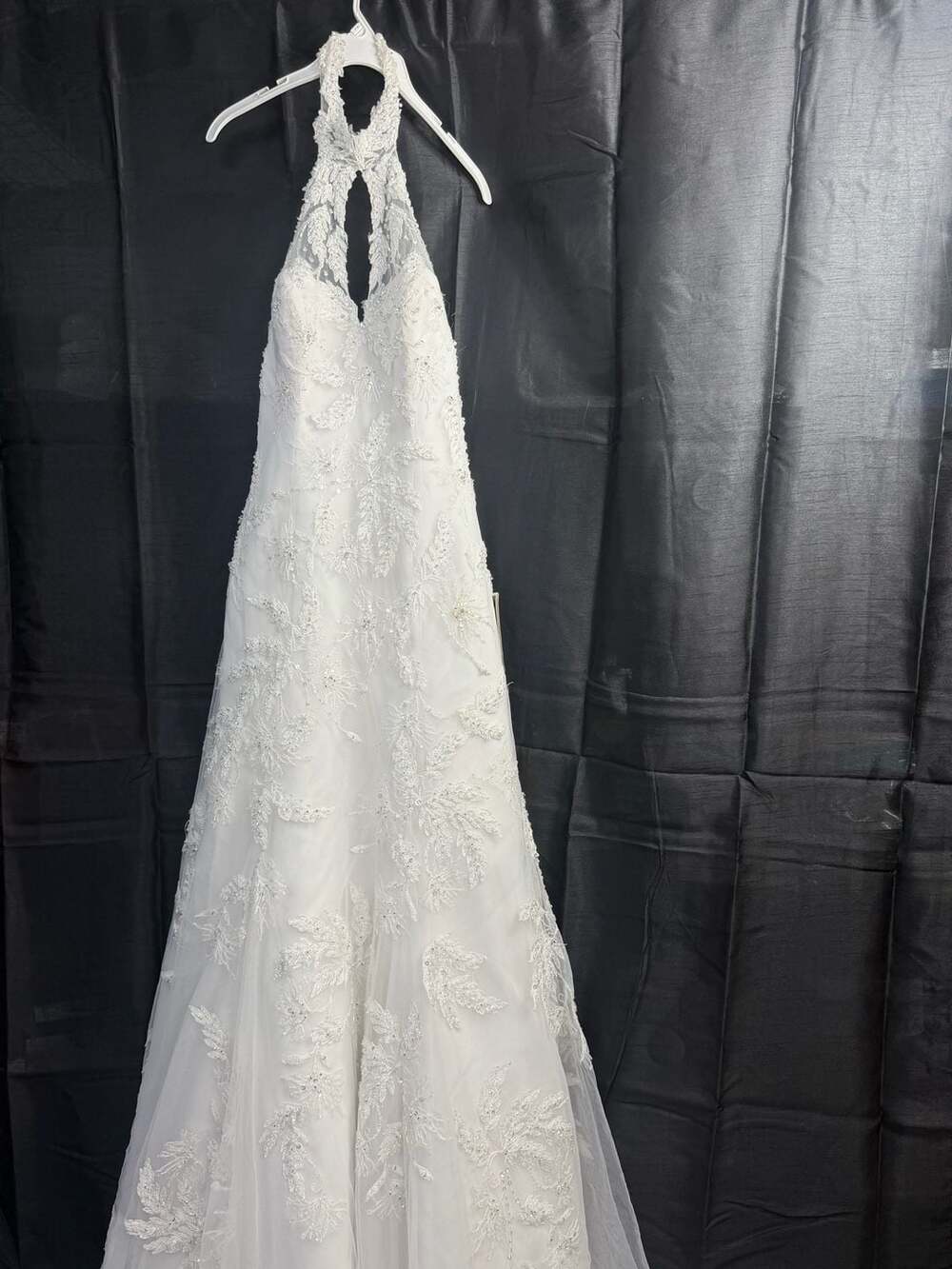 Demetrios CR-C215 Beaded Lace Halter Wedding Dress White Size 10